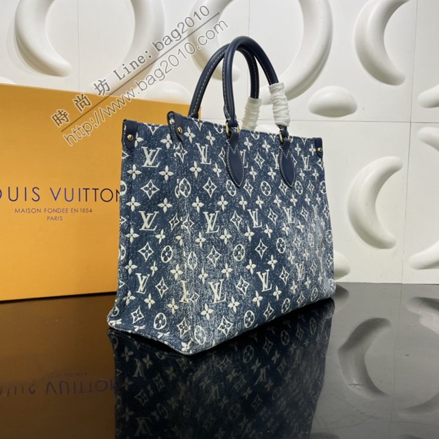路易威登2022新款女士手袋 M59608 路易威登Onthego中号手袋 Monogram提花丹宁布 LV手提购物袋  ydh4609